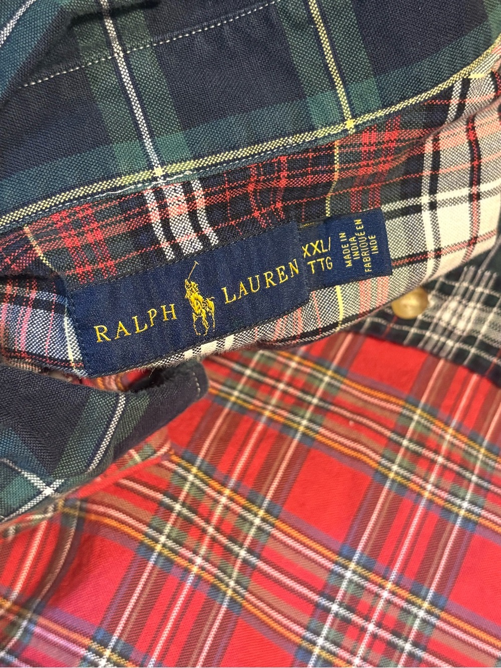 Men’s 2X Ralph Lauren Plaid Colorblock Long Sleeve Button Down Short - Picture 11 of 11